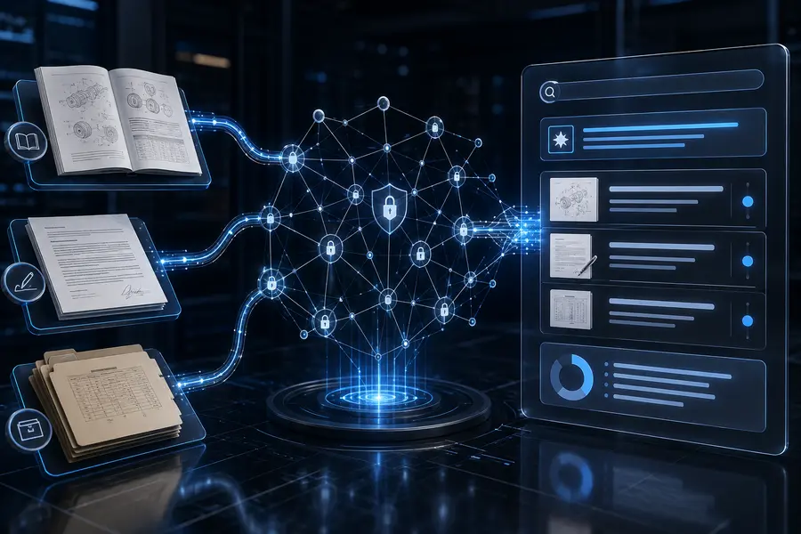 Secure knowledge graph connecting company documents to search results